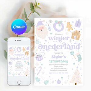 Winter ONEderland Invitation, Winter ONEderland Purple Christmas Birthday Party Invitation