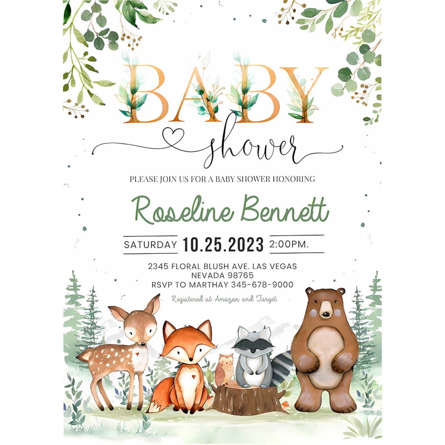 Woodland baby shower invitation editable gender neutral woodland animals invitations woodland theme 4