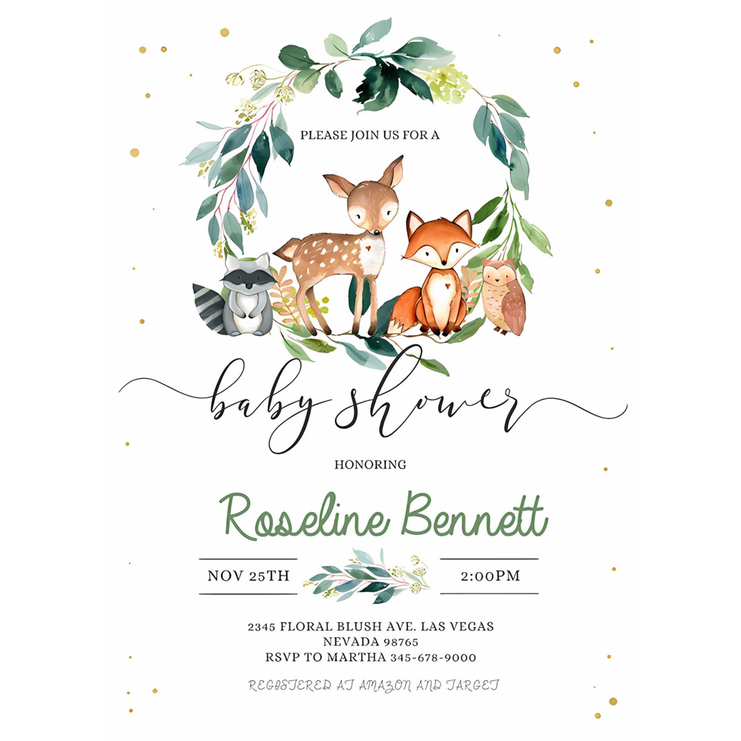Woodland baby shower invitation editable gender neutral woodland animals invitations digital woodland theme invites 4