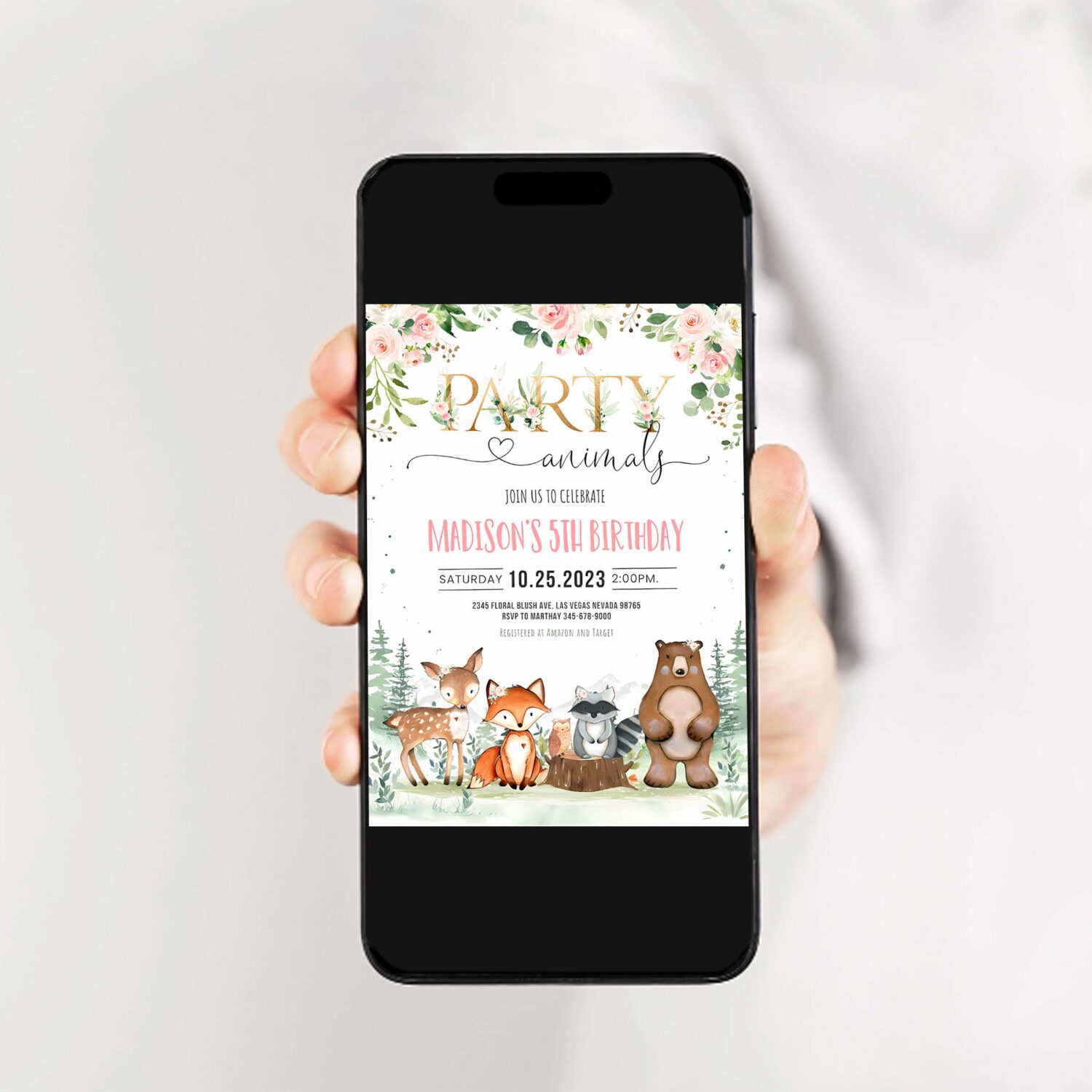 Woodland birthday invitation girl woodland party animals invitationwoodland creatures theme 2